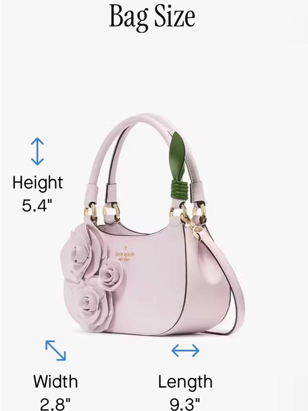 kate spade pale pink leather shoulder bag with floral appliqués - Picture 3 of 5